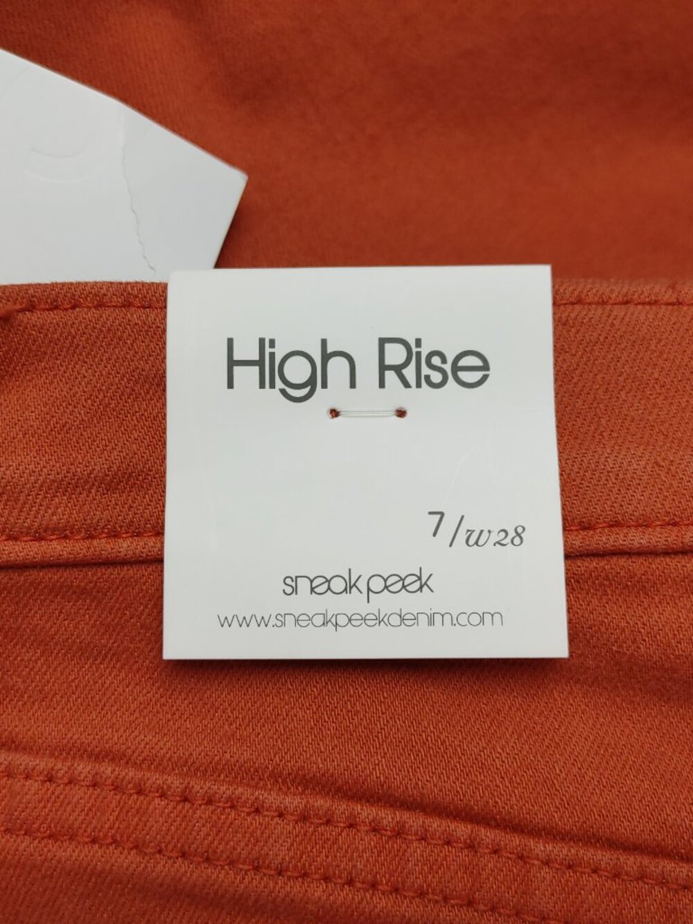 NWT Sneak Peek Junior Size 7/W28 High Rise Flared Orange Jeans 28x30.5 - Picture 7 of 13
